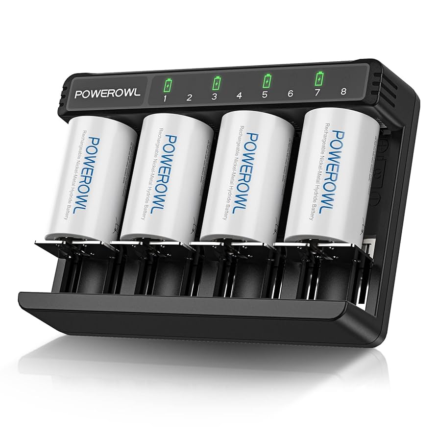 Amazon | POWEROWL 単二充電池 充電器 セット 単一電池・単二